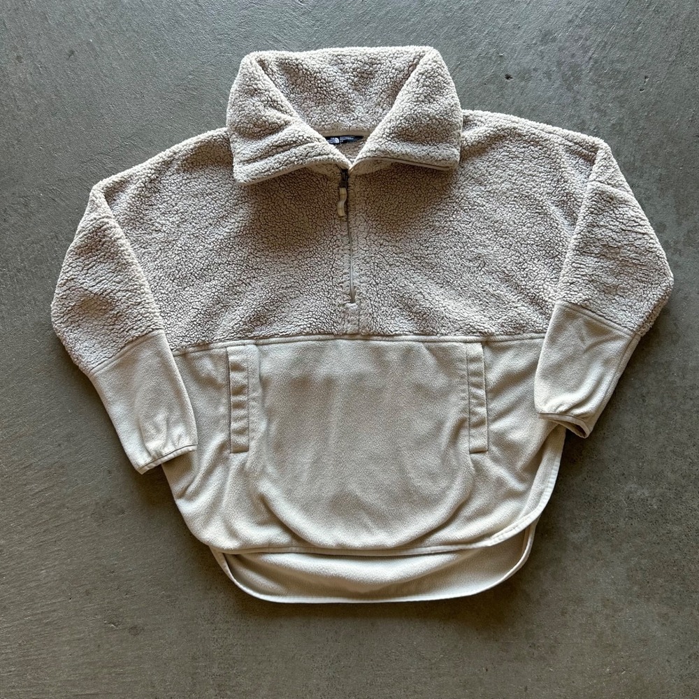 The North Face Tundra Fleece Poncho Pullover Womens S Beige Sherpa 200 Jacket